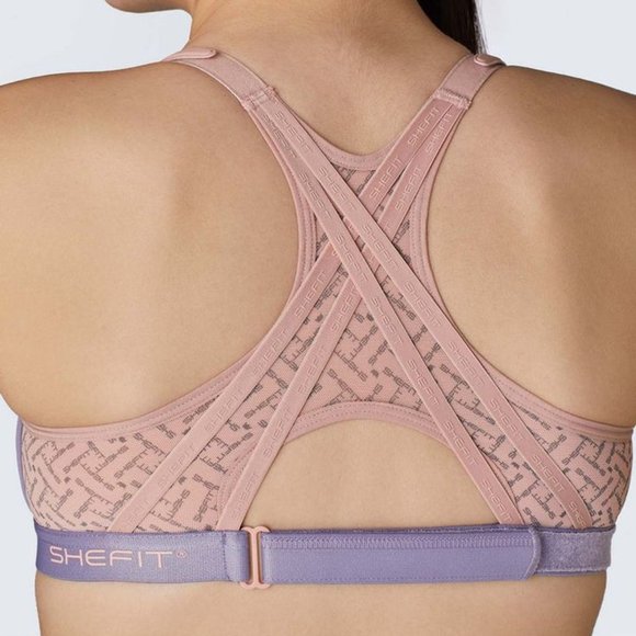 SHEFIT Women's Exhilarate High Impact Sports Bra in Dusty Violet & Rose - Picture 2 of 9